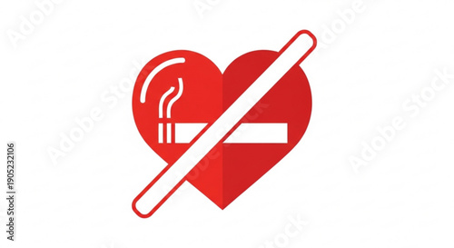 Free Download No smoking heart symbol with red color and white background for health campaigns and public awareness - GFXLoad