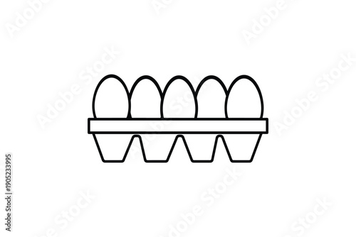 Outline illustration of a carton holding five eggs, representing daily breakfast essentials