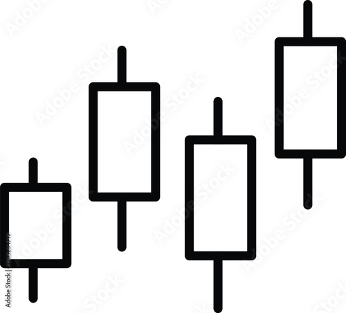 Art & Illustration, Outline Candlestick Trading Chart Icon, Financial Stock Market Analysis Vector Illustration