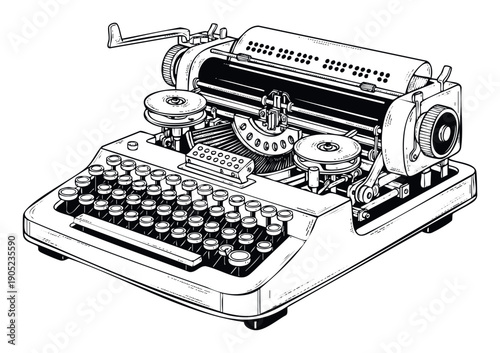 Classic manual typewriter machine for producing written works, academic assignments, or general text creation, offering a nostalgic appeal for various media