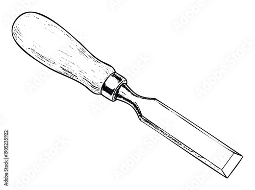 Traditional woodworking chisel featuring a durable blade and comfortable handle perfect for carpentry, carving, and various industrial or DIY construction projects and workshop applications.