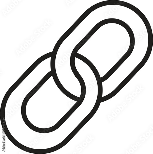 Minimalist chain link line icon for digital hyperlink connection and networking synergy symbol
