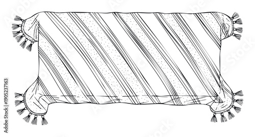 Decorative striped blanket or cozy textile with playful tassels on both ends, perfect for home decor promotions, comfortthemed publications, or various design projects.