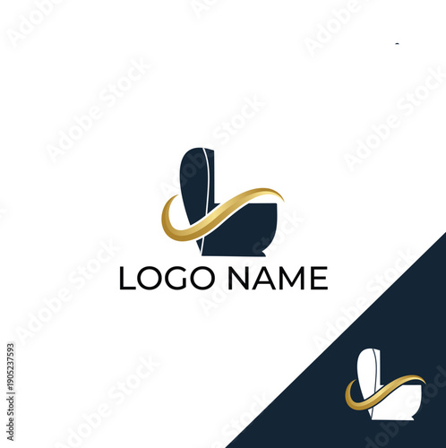 Modern Plumbing Logo with Toilet bowl icon Minimalist Bathroom Fixture and Sanity Ware Icon for Brands