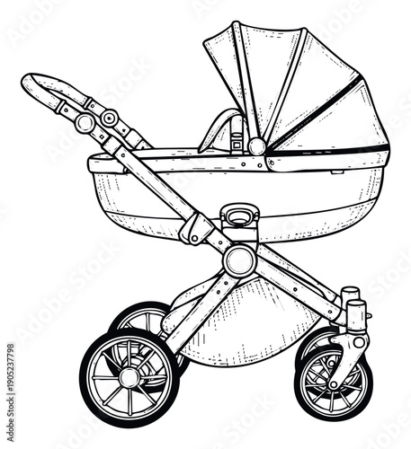 Modern baby stroller with bassinet design for newborn comfort and safety, perfect for parenting blogs, child care product promotions, and family lifestyle content