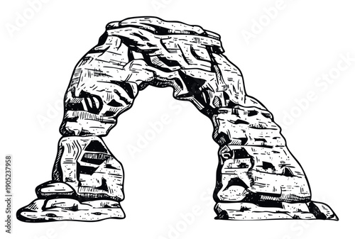 Majestic natural rock arch sandstone formation perfect for travel and adventure themes or as a distinctive graphic element in naturerelated publications