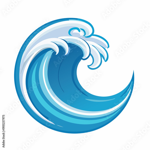 Stylized ocean wave illustration with blue and white color scheme
