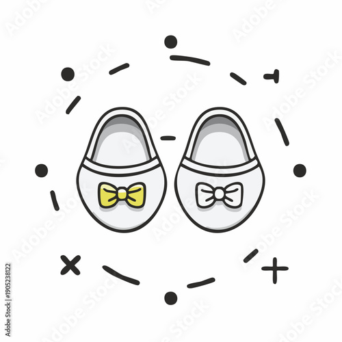 Sweet dreams begin: Cute baby booties illustration announcing new life