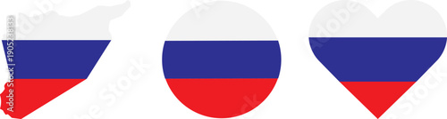 Map of Russia with the National Flag. Russian flag, map of Russia, the shape of Russia's territory with