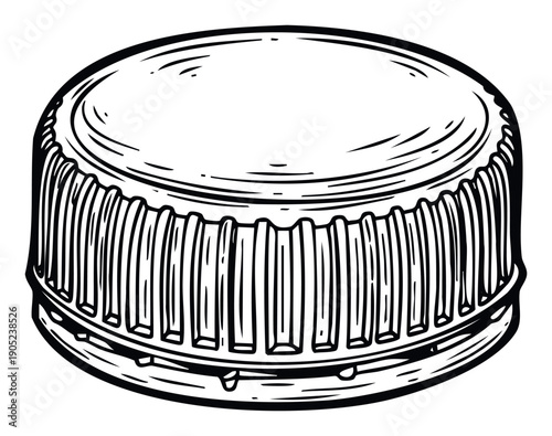 Robust plastic bottle cap, commonly used for sealing various beverage and food containers, ideal for packaging presentations, product development visuals, and graphic asset collections.