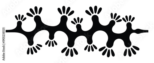 Abstract Black and White Branching Pattern with Paw-like Appendages