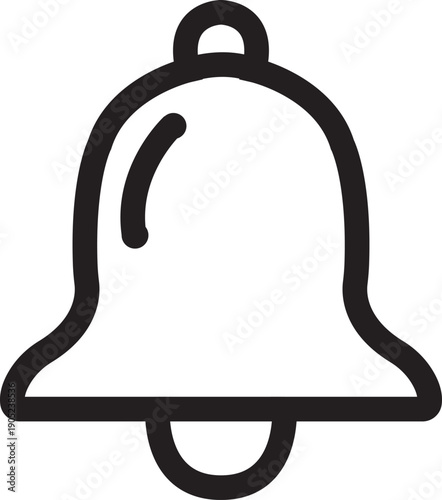 Minimalist notification bell outline icon for digital alert reminder and social media subscription alarm symbol