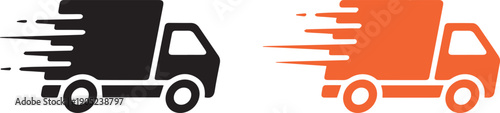 Fast Delivery Truck Icon Set Express Shipping Courier Logistics Vector Collection