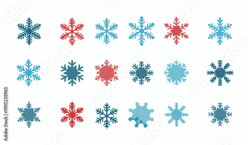 Flat snowflake icons set for Christmas and New Year holiday designs
