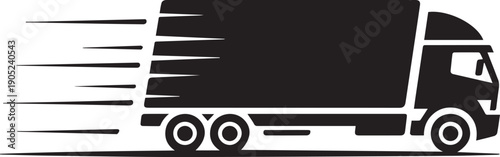 Fast Delivery Truck Silhouette Speed Shipping Logistics Transport Vector