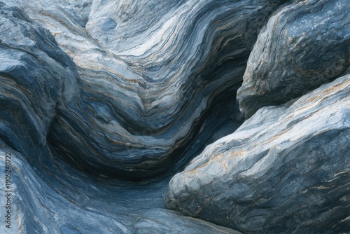 Blue Layered Rock Strata
