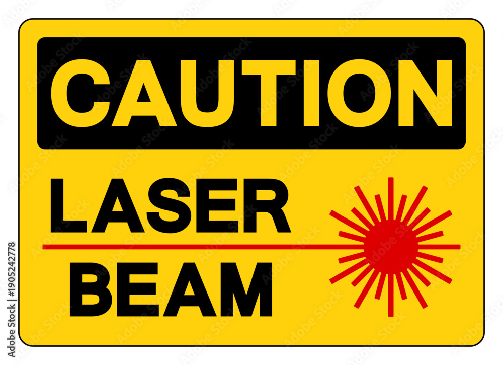 Fototapeta premium Caution Laser Beam Symbol Sign,Vector Illustration, Isolate On White Background Label. EPS10
