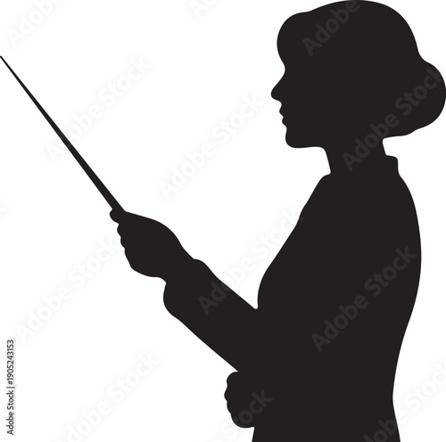 Silhouette of a Person Holding a Wand or Baton black