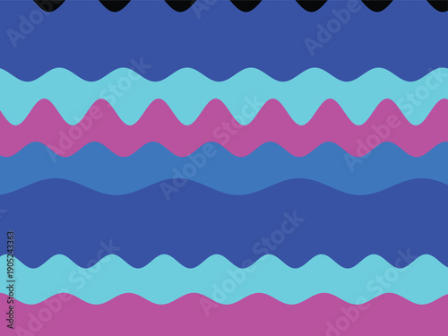 Vibrant abstract wave pattern with smooth gradient transitions in neon blue, cyan, magenta, and pink hues for modern design backgrounds