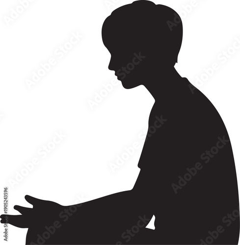 Silhouette of a person meditating with hands on knees