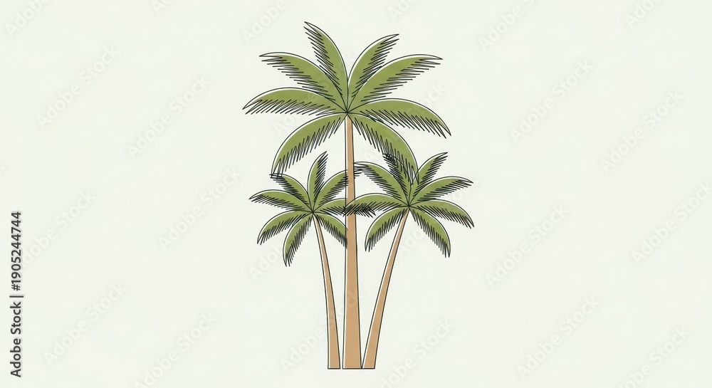 Obraz premium Tropical Palm Trees Illustration on White Background