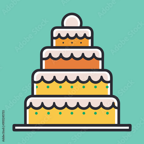 A delightful multi-tiered celebration cake with decorative frosting and colorful layers, perfect for any festive occasion
