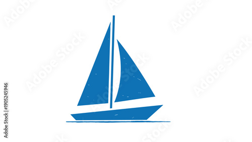 Minimalist blue sailboat icon represented as a clean vector graphic on a white background perfect for maritime and nautical design themes.