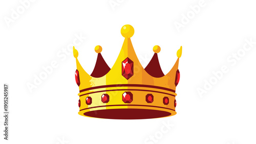 Majestic golden crown adorned with brilliant red gemstones and intricate details symbolizing royalty, leadership, and luxurious authority.