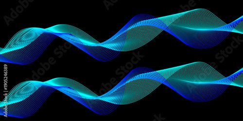 Smooth abstract blue wave background design featuring flowing curves and light patterns in a vibrant vector art illustration for a modern wallpaper backdrop