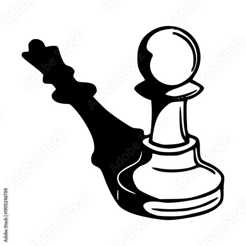 chess pawn with queen shadow concept of ambition