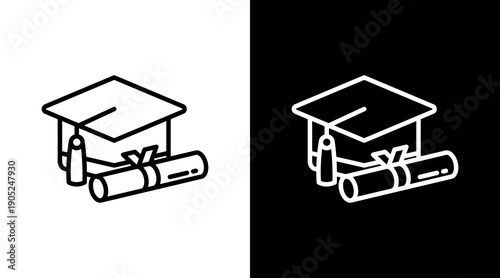 Education Black White Icon Set Design 