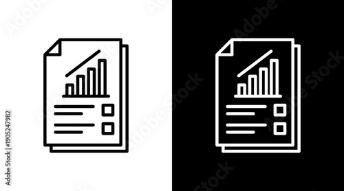 Report Black White Icon Set Design 