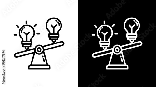 Comparison Black White Icon Set Design 