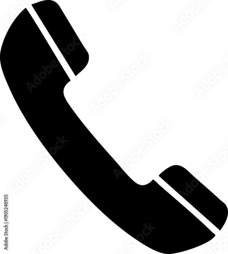 Simple Black Icon of Vintage Telephone Handset