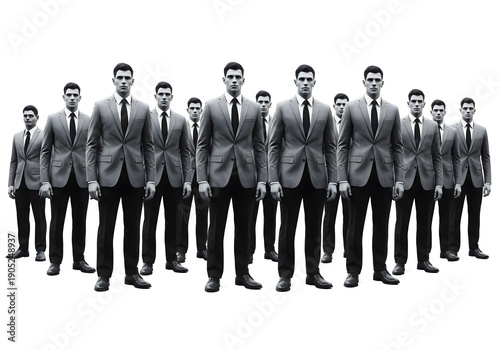 A dynamic group of men in business suits, showcasing a unified front and professional presence.