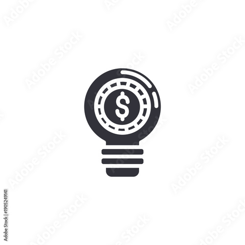 Light bulb with dollar symbol icon representing innovative ideas, profitable solutions, and entrepreneurial creativity.