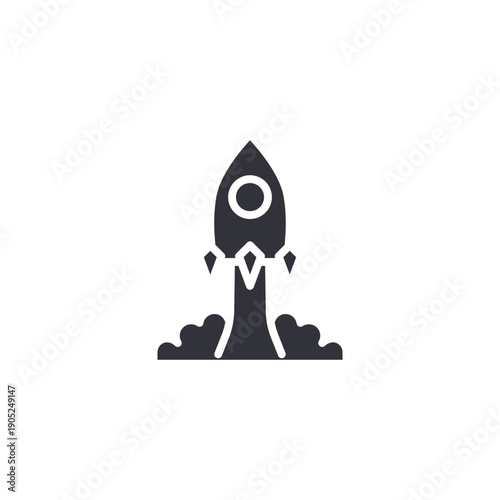 Rocket launch icon representing startup growth, rapid scaling, innovation breakthrough, and business acceleration.