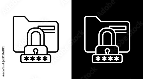 Encrypted Black White Icon Set Design 