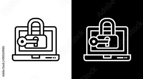 Data Access Black White Icon Set Design 