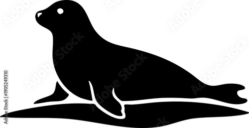 Simple Black Seal Marine Mammal Icon Vector Silhouette Graphic