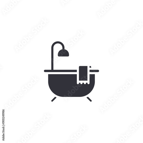 Bathroom sink and shower icon illustrating hygiene area, modern restroom design, and residential plumbing facilities.