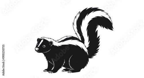 Stripped Skunk Illustration on White Background