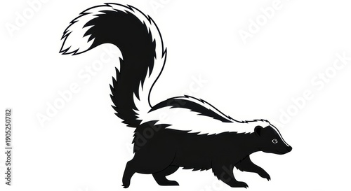Cartoon Skunk Walking Isolated on White