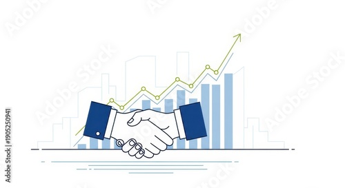 Business Deal Growth: Handshake with Rising Graph
