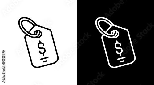 Price Tag Black White Icon Set Design 