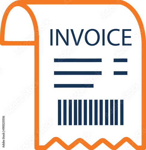 Business icon illustration of a financial invoice document with barcode in a professional setting