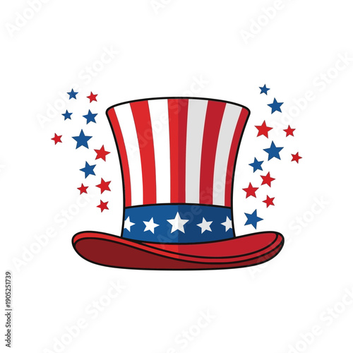 Uncle Sam Hat with Stars and Stripes, Patriotic American Symbol