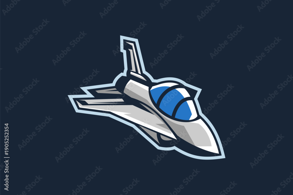 Fototapeta premium American cold war jet fighter plane vector illustration. simple aircraft logo, military equipment.