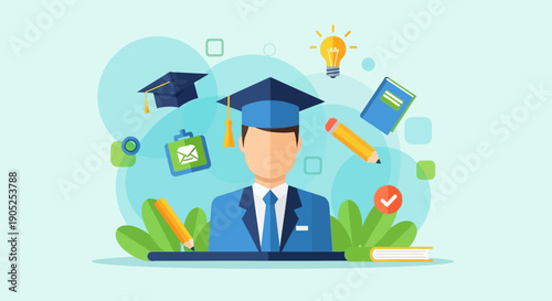 Student graduation and education concept illustration