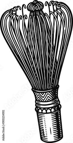 Traditional bamboo tea whisk used in japanese tea ceremony for matcha preparation